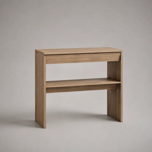 Table console avec tiroir et rangement, MDF avec placage de chêne, nature, 80 × 30 × 80 cm