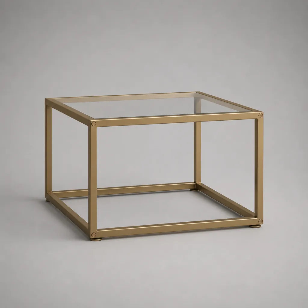Table basse carrée en acier, or, 60 × 60 × 45 cm