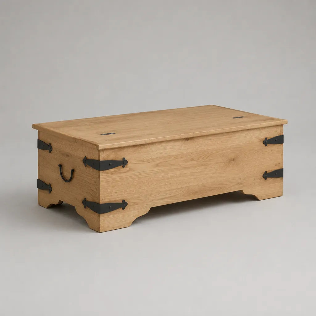 Table basse Table rectangulaire en bois massif de pin avec rangement 100 × 55 × 50 cm