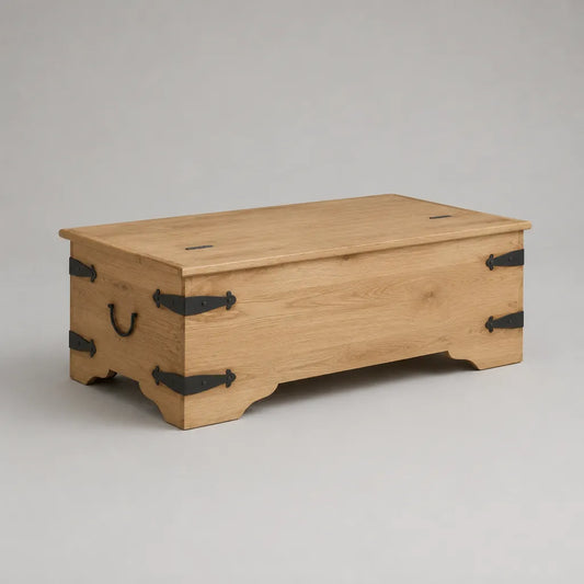 Table basse Table rectangulaire en bois massif de pin avec rangement 100 × 55 × 50 cm